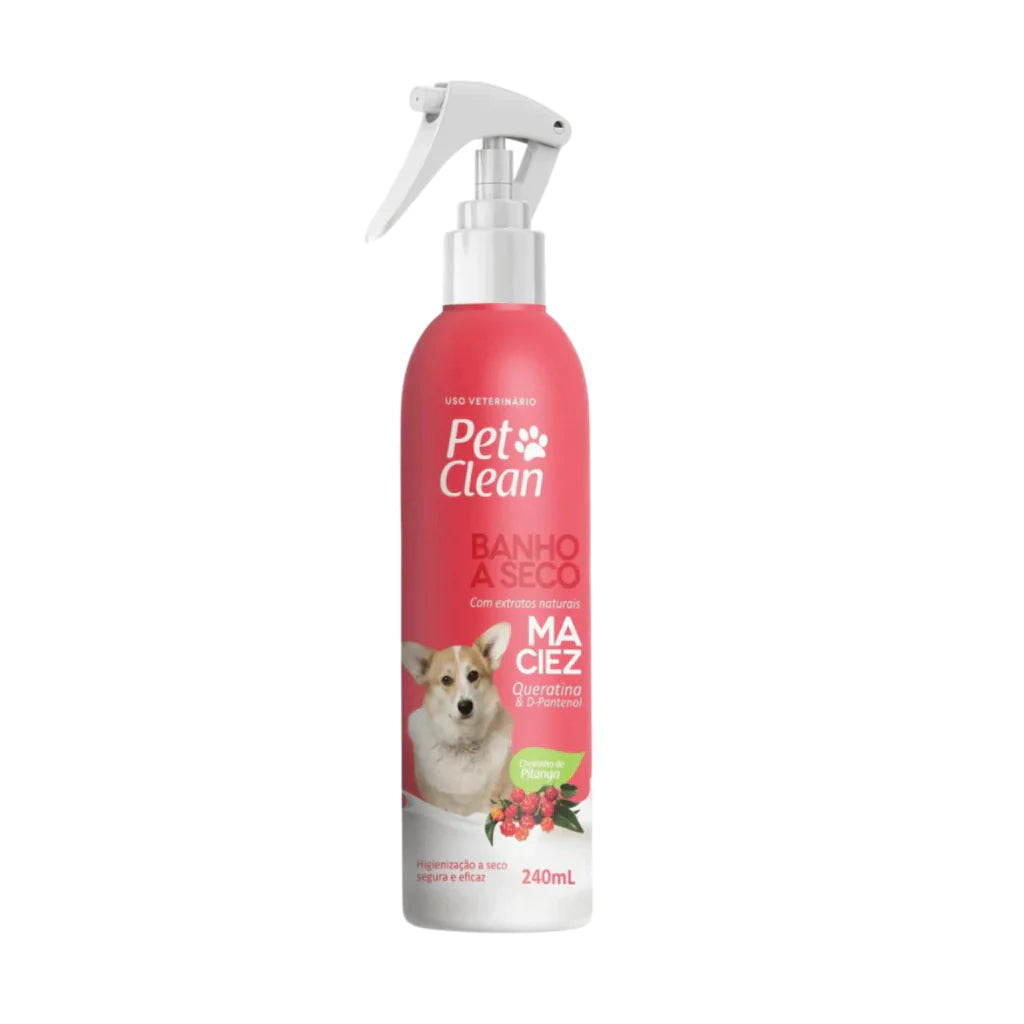 Banho a Seco Spray Maciez Pet Clean 240 ml para Cães e Gatos