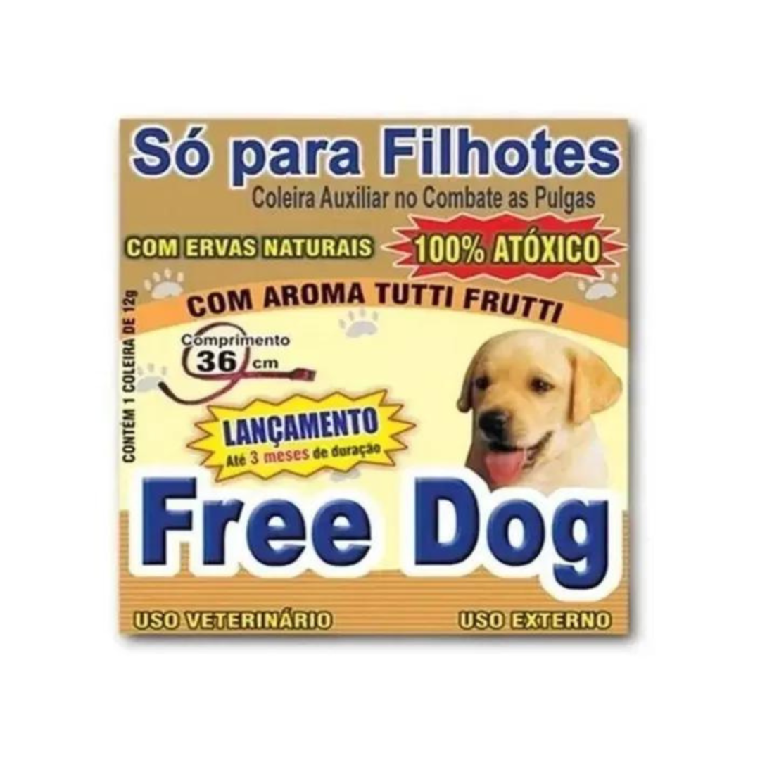 Coleira Antipulgas para Cães Filhotes Atóxico Freedog 36cm
