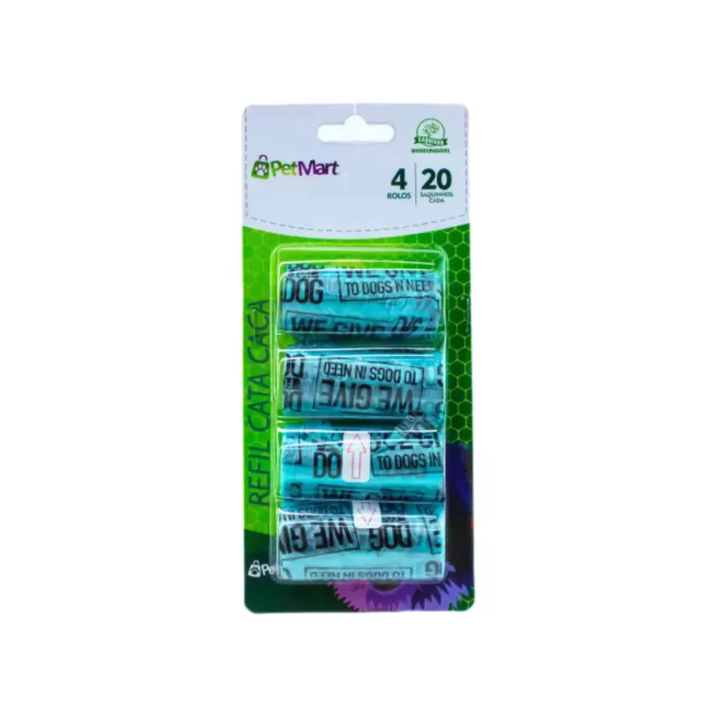 Refil Cata Caca Coco C/ 80 Saquinhos Saco Cachorro Gato Pets - Azul