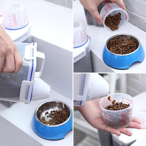 Porta Ração e Armazenador com Dosador Extra™ | Para Cachorro e Gato