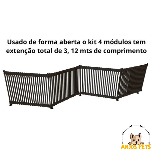 3010016 - CERCADO PET MULTIFUNCIONAL PARA AMBIENTES INTERNOS EM PVC - KIT 4 LADOS PRETO