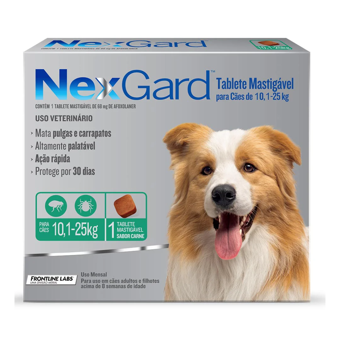 NexGard  Antipulgas e Carrapatos para Cães de 10,1 a 25 Kg