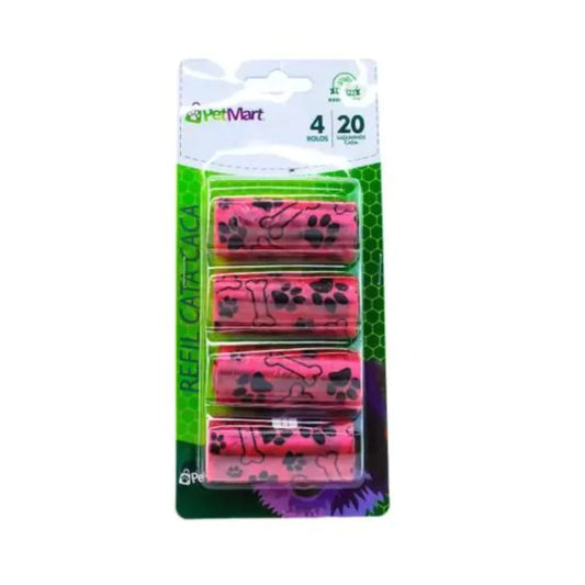 Refil Cata Caca Coco C/ 80 Saquinhos Saco Cachorro Gato Pets - Rosa