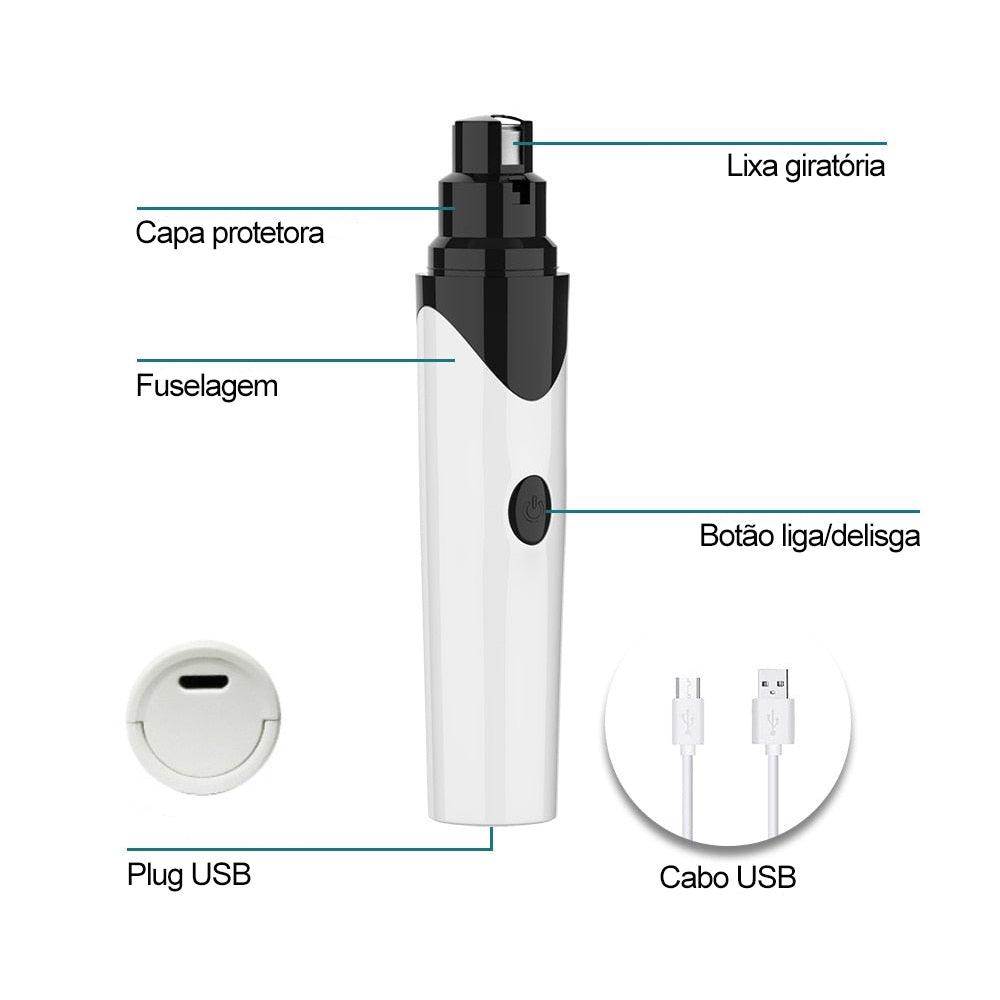 Lixador de unhas para Cachorros e Gatos recarregável USB - Nail Pet