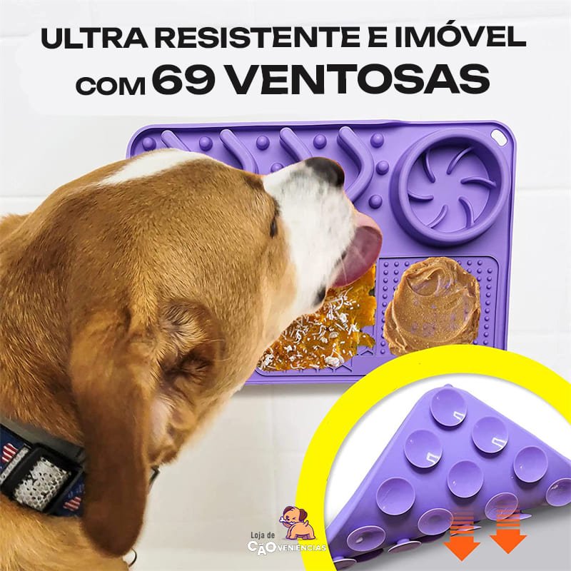 Comedouro Lento Interativo com Lambedor Divertido | Para Cachorro e Gato