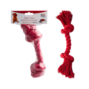 Brinquedo Corda Nó Vermelho Aroma e Sabor Carne Savana Pet