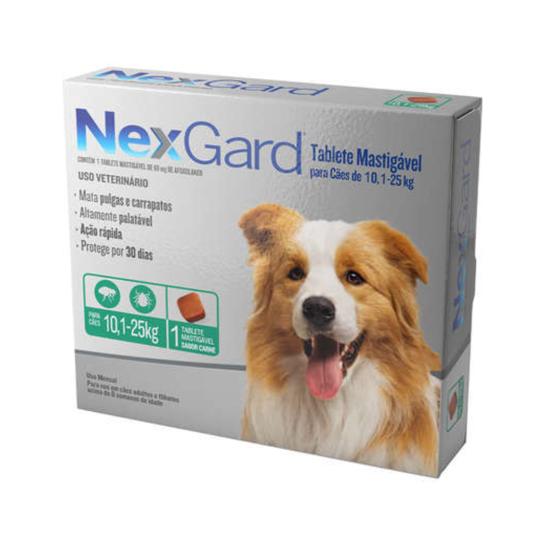 NexGard  Antipulgas e Carrapatos para Cães de 10,1 a 25 Kg