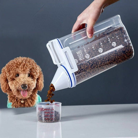 Porta Ração e Armazenador com Dosador Extra™ | Para Cachorro e Gato