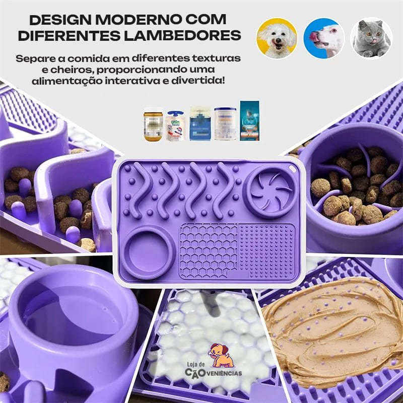 Comedouro Lento Interativo com Lambedor Divertido | Para Cachorro e Gato