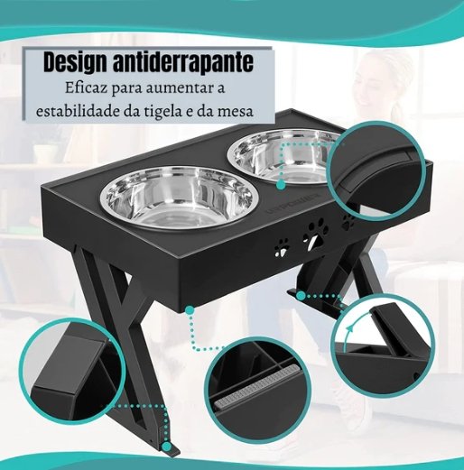 Tigela Alta Regulável Lerry™ | Para Cachorro e Gato