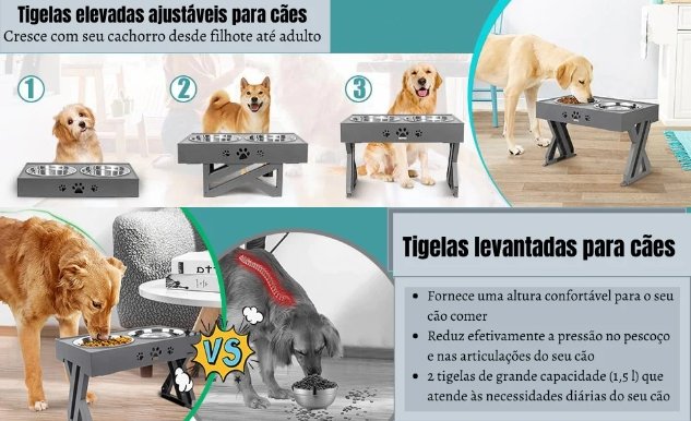 Tigela Alta Regulável Lerry™ | Para Cachorro e Gato