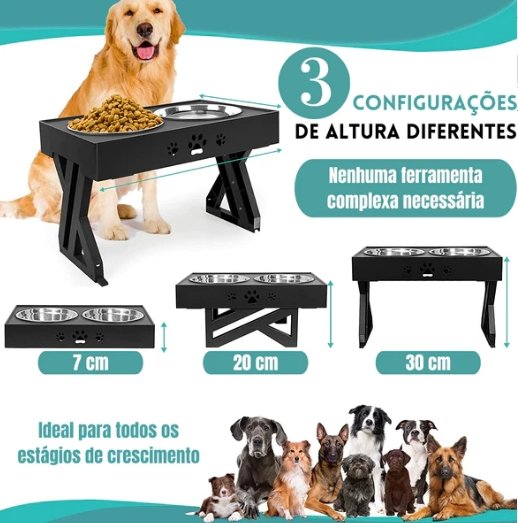 Tigela Alta Regulável Lerry™ | Para Cachorro e Gato