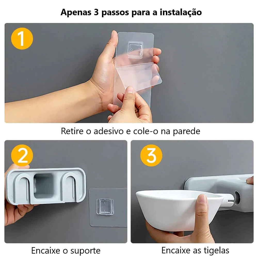 Tigela de Parede Petboo™ Elevada e Ajustável | Para Cachorro e Gato