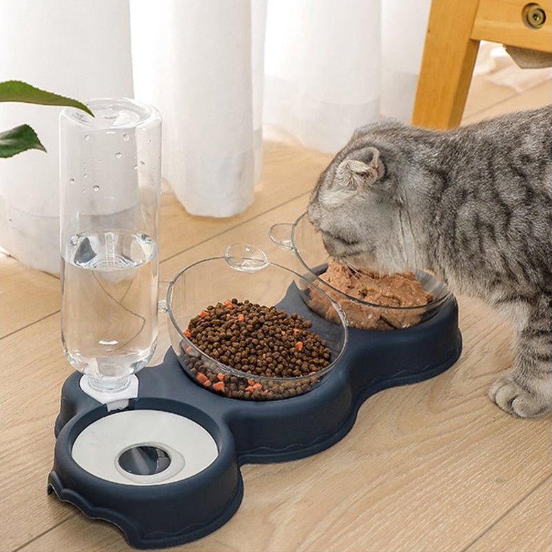 Tigela Tripla EatPet™ com Refil Automático de Água | Para Cachorro e Gato
