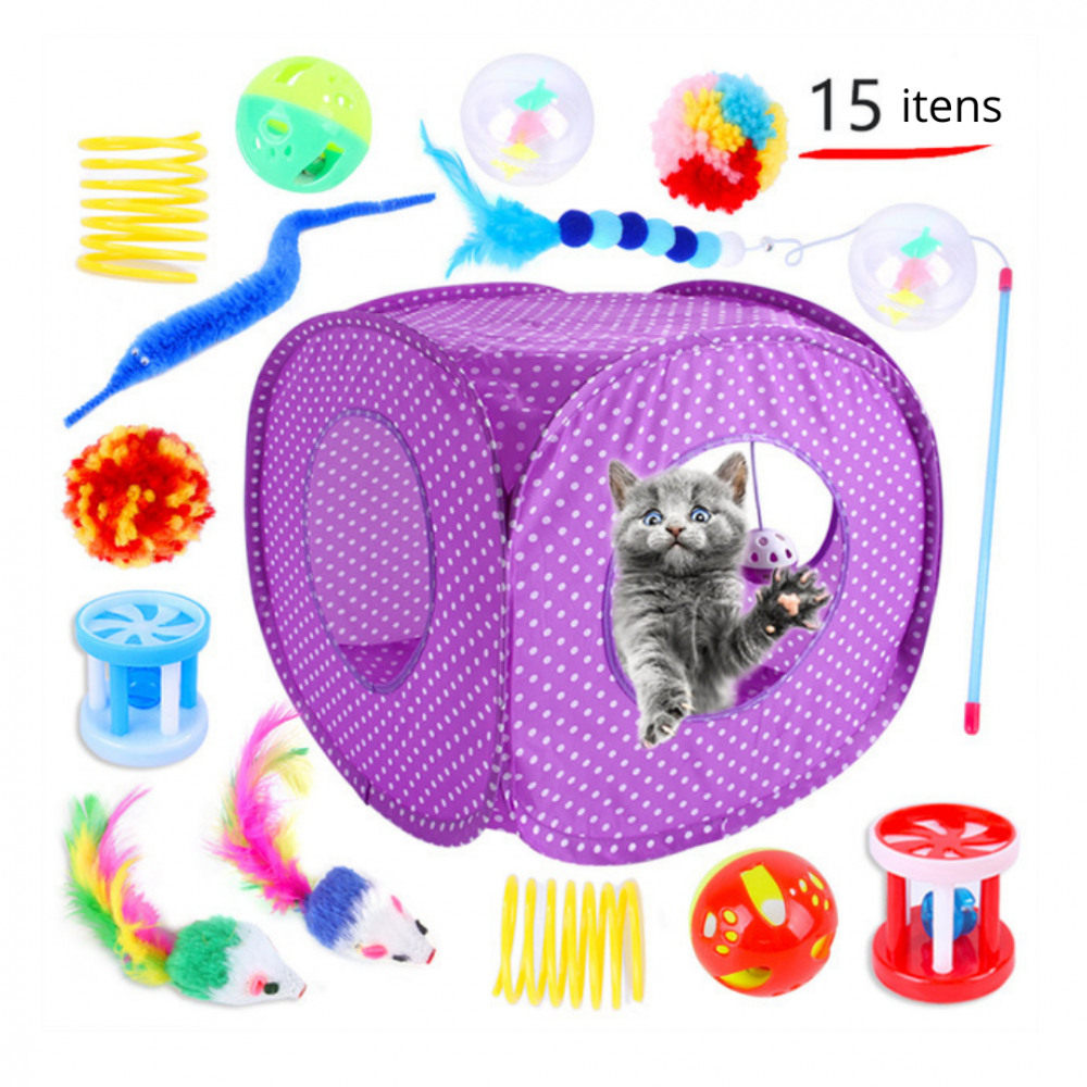 Toca para Gatos com 15 Itens Interativos